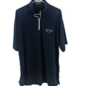 World Golf Polo 1/4 Zip Navy White Moisture Wick Quick Dry Breathable
